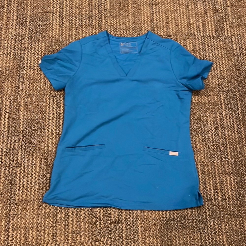 Blue figs top (matching pants on page)